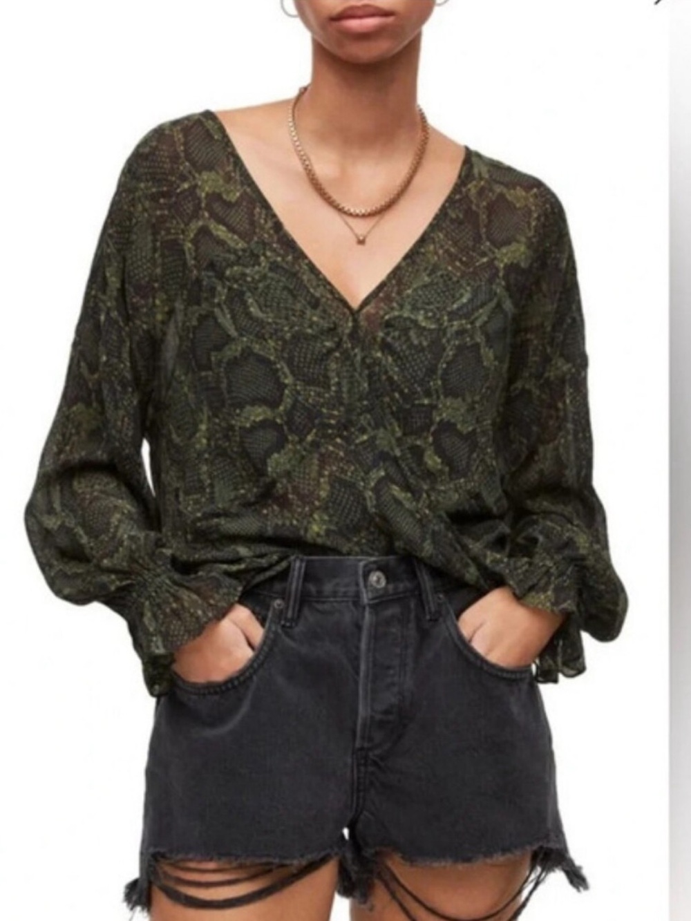 All Saints Penny Tamora Surplis Blouse Size 2 Retail $199
